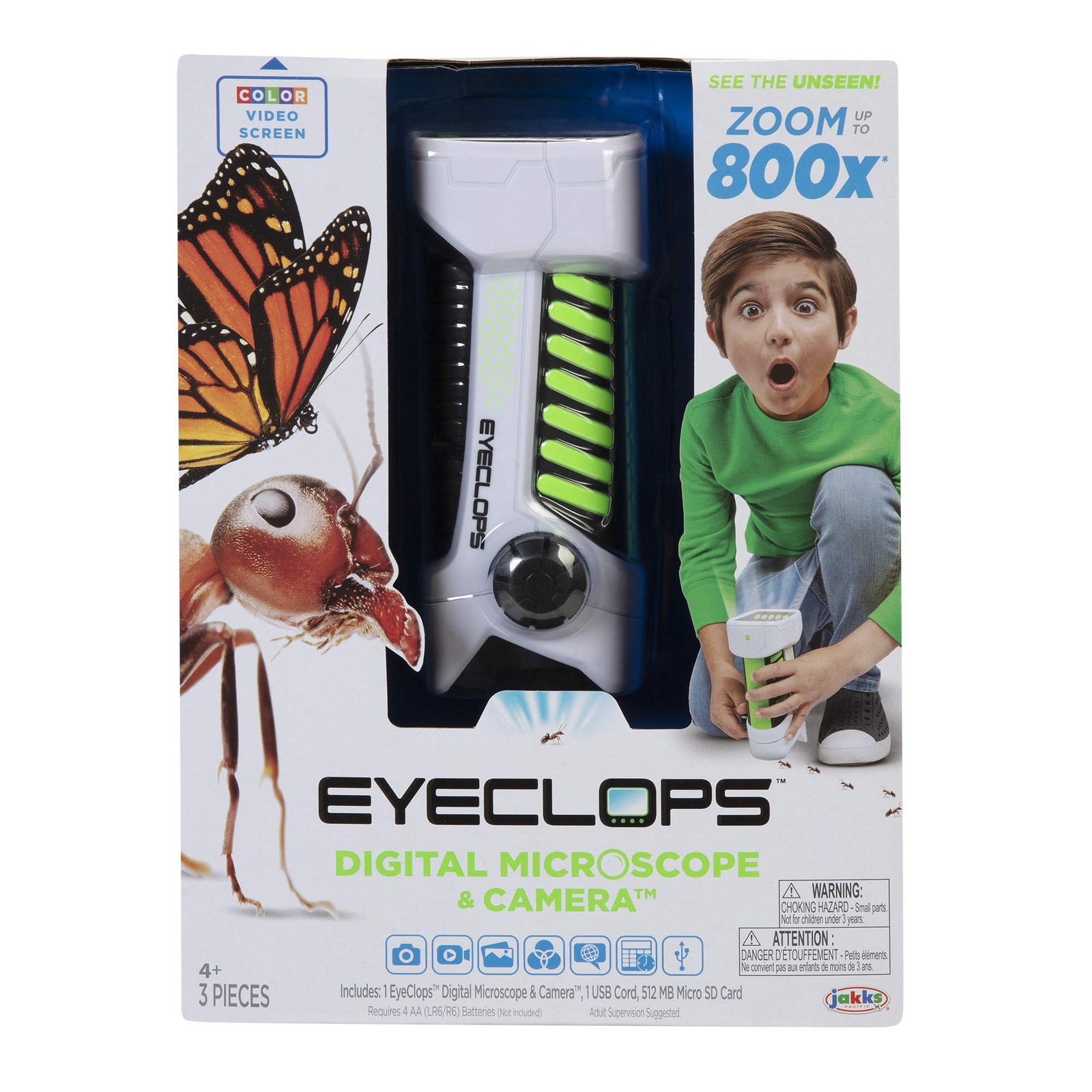EyeClops Digital Microscope & Camera with Built in Color Screen -800X Zoom-