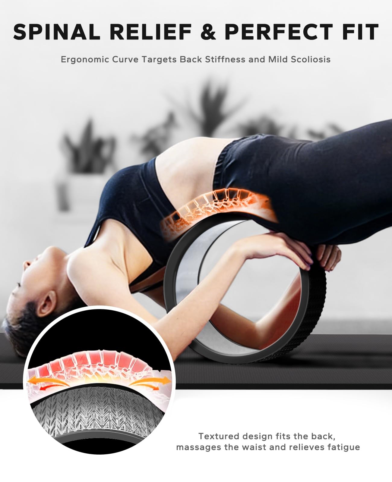 HAPBEAR Back Roller & 26" Ball Set: Spine Align, Core, Full Body Workout