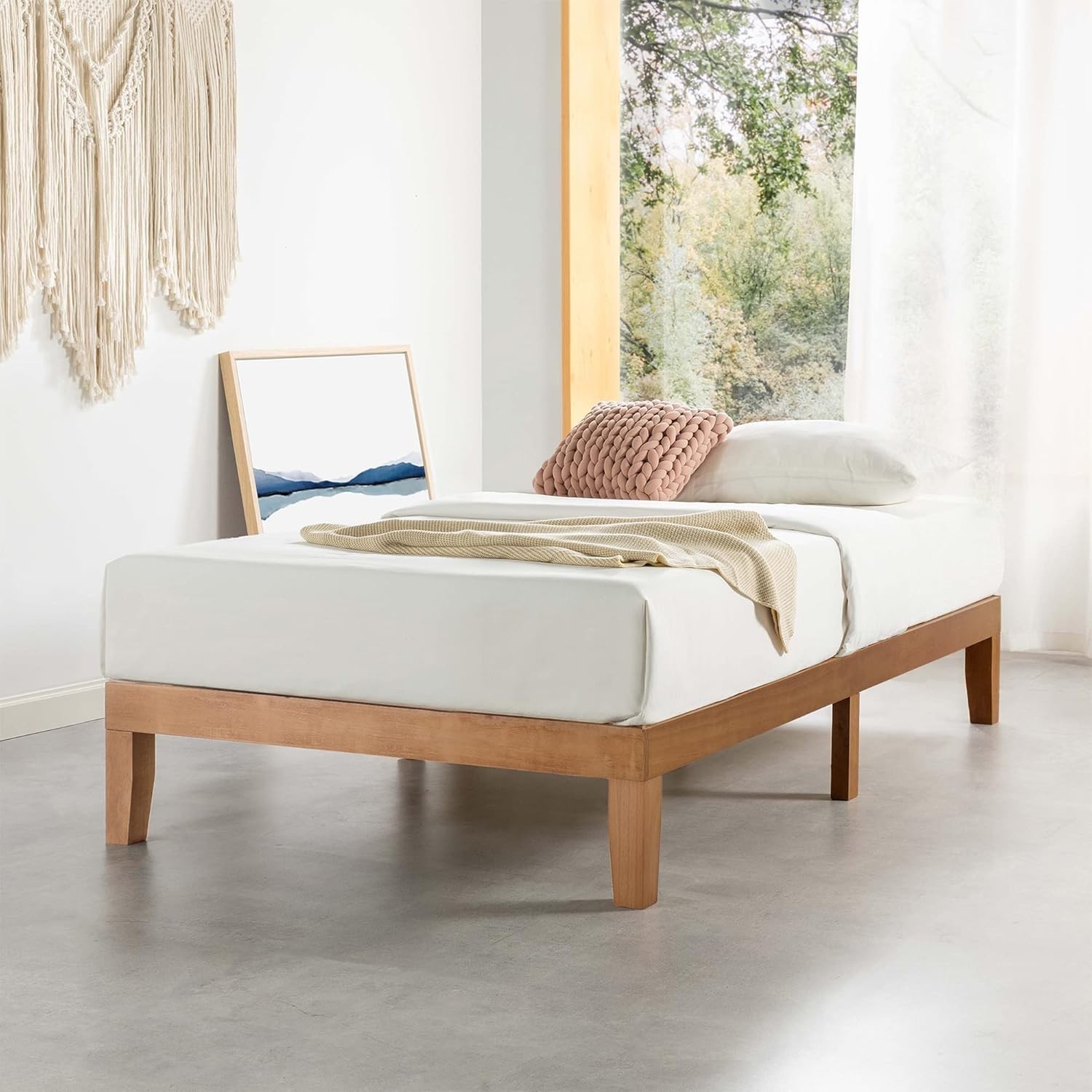 Mellow Naturalista Classic 12-Inch Solid Wood Platform Bed Wooden Slats No Box