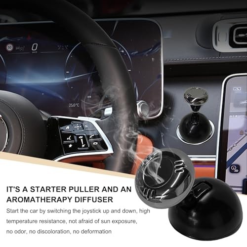 Joystick Car Push Start Button Cover, Metal Car Starter Engine Start Stop Black