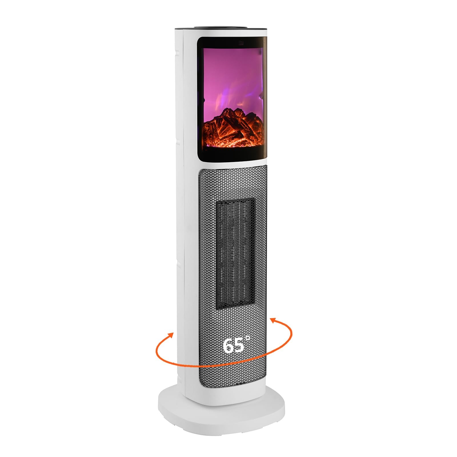 750W/1500W Ceramic Tower Space Heater with 3D Flame, Electric Heater with 65°...