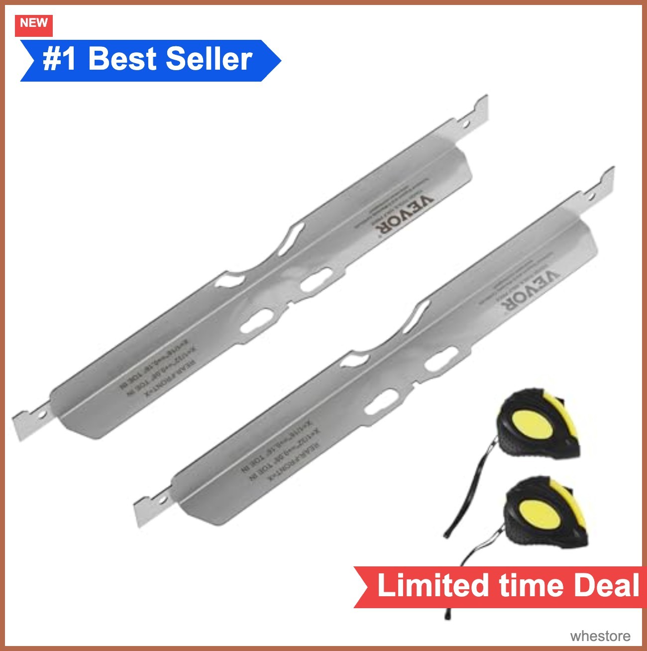 Wheel Alignment Tool 2 Pack Toe Plates Stainless Steel Measuring Tapes