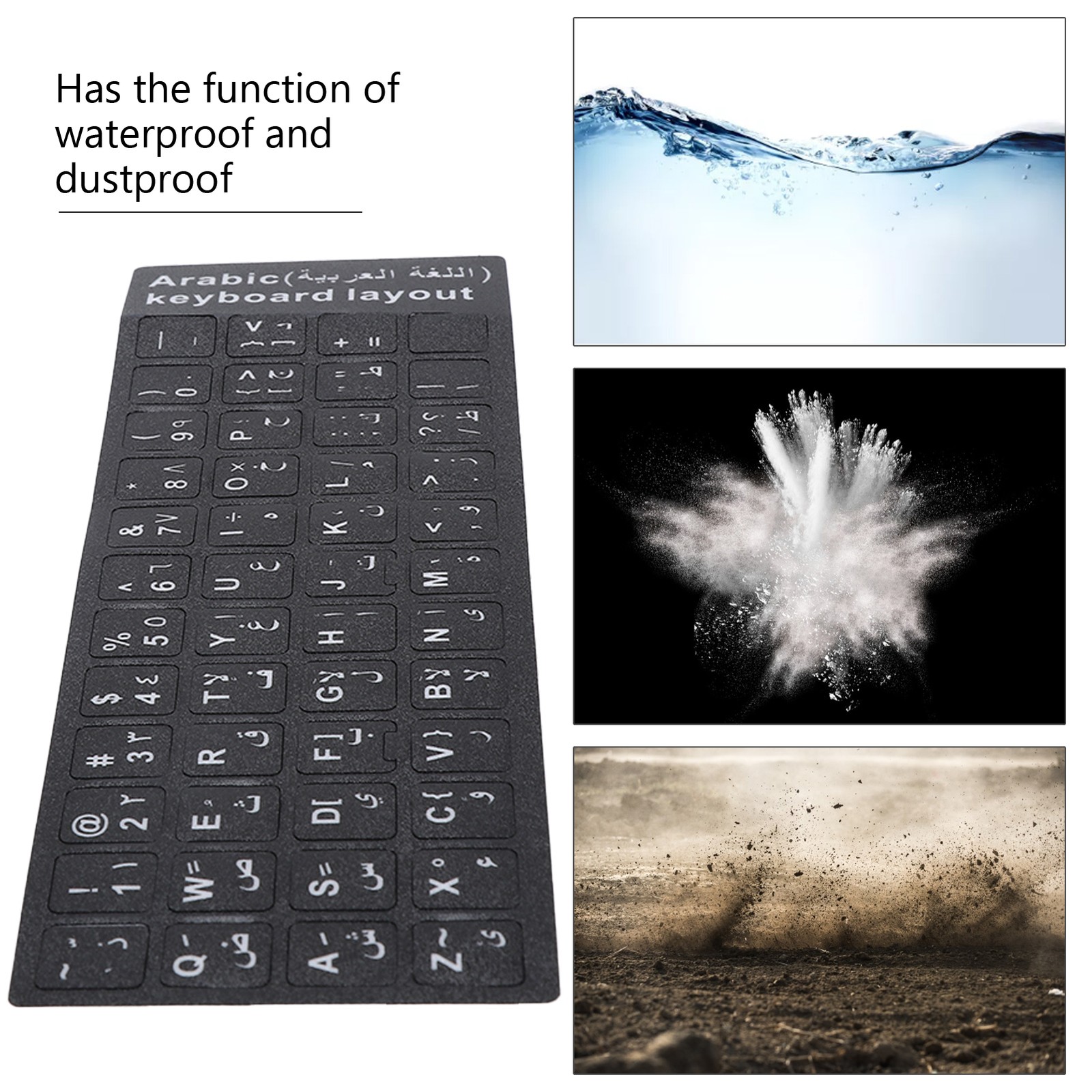 Hot Arabic Keyboard Sticker Waterproof White Letters Notebook Desktop PC