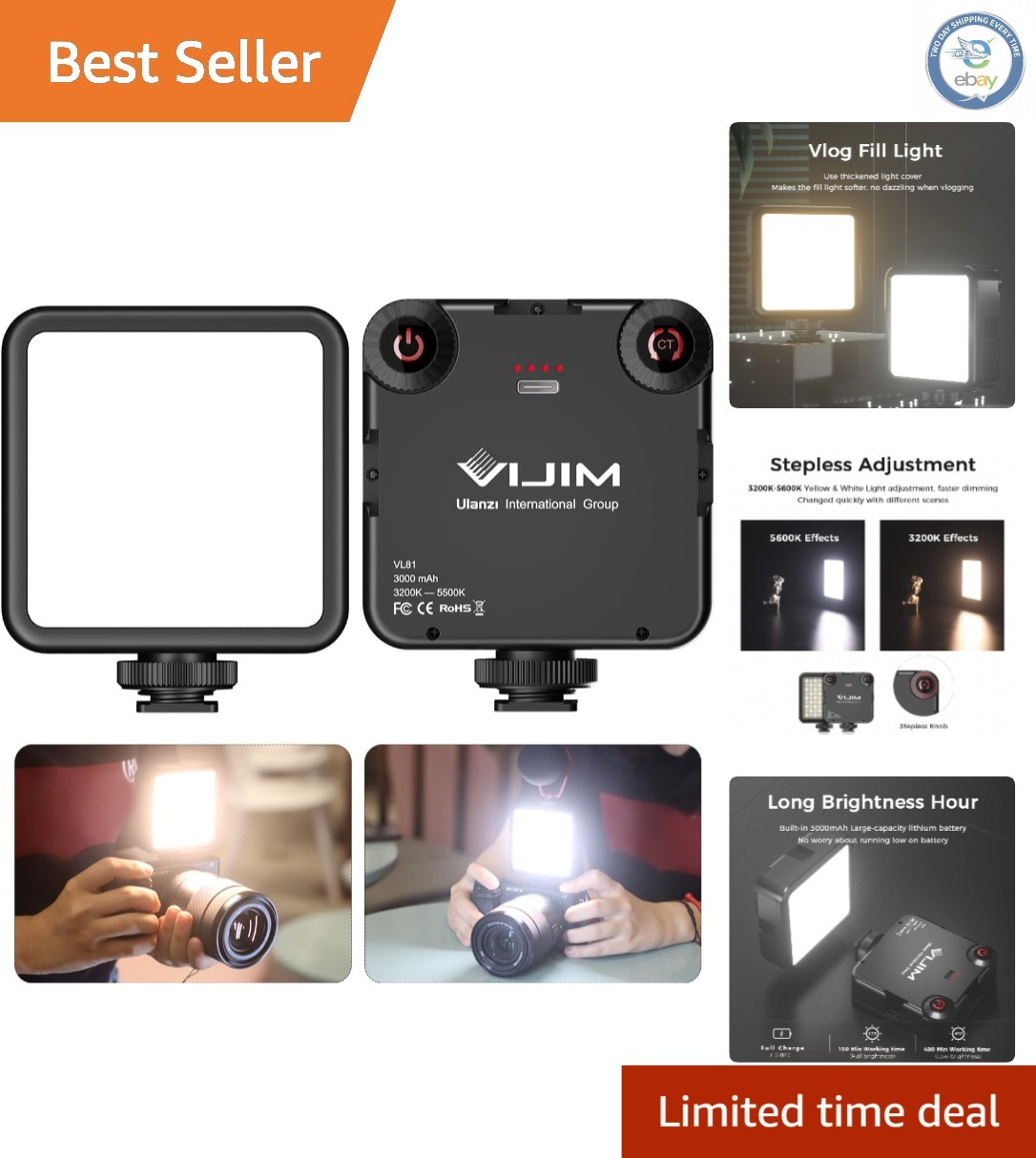 Versatile Bi-Color LED Video Light w/ 81 Beads - Ideal for TikTok & YouTube