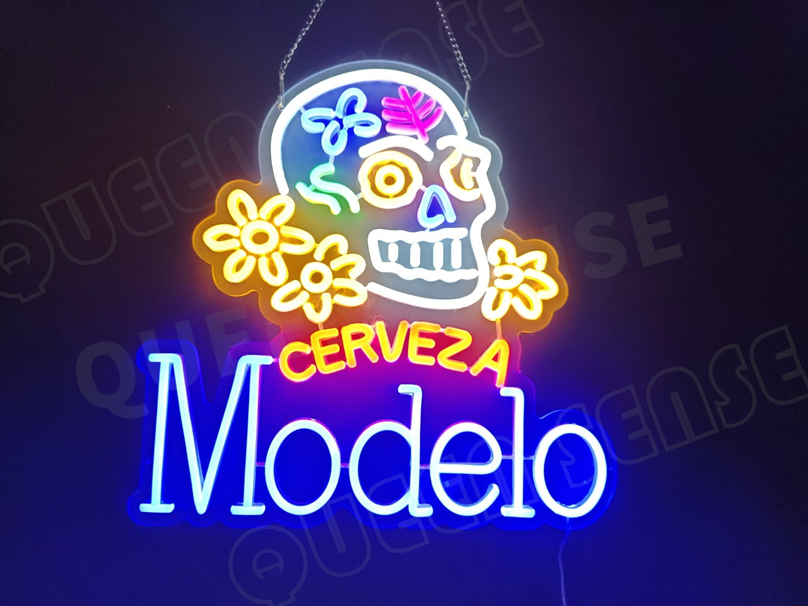 Cerveza Modelo Skull LED Neon Sign With Dimmer USB Powered Adjustable Light