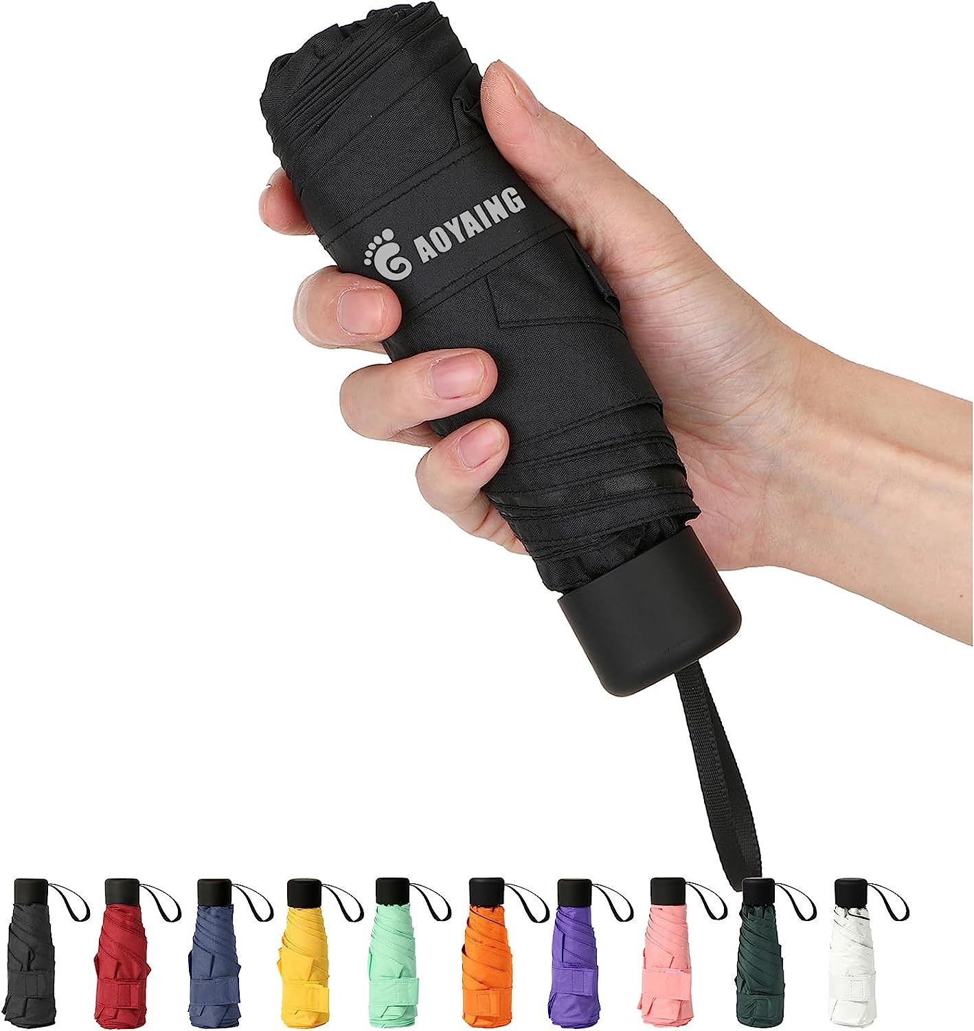 Mini Travel Umbrella for Sun & Rain Small Compact Suit for Pocket with Case