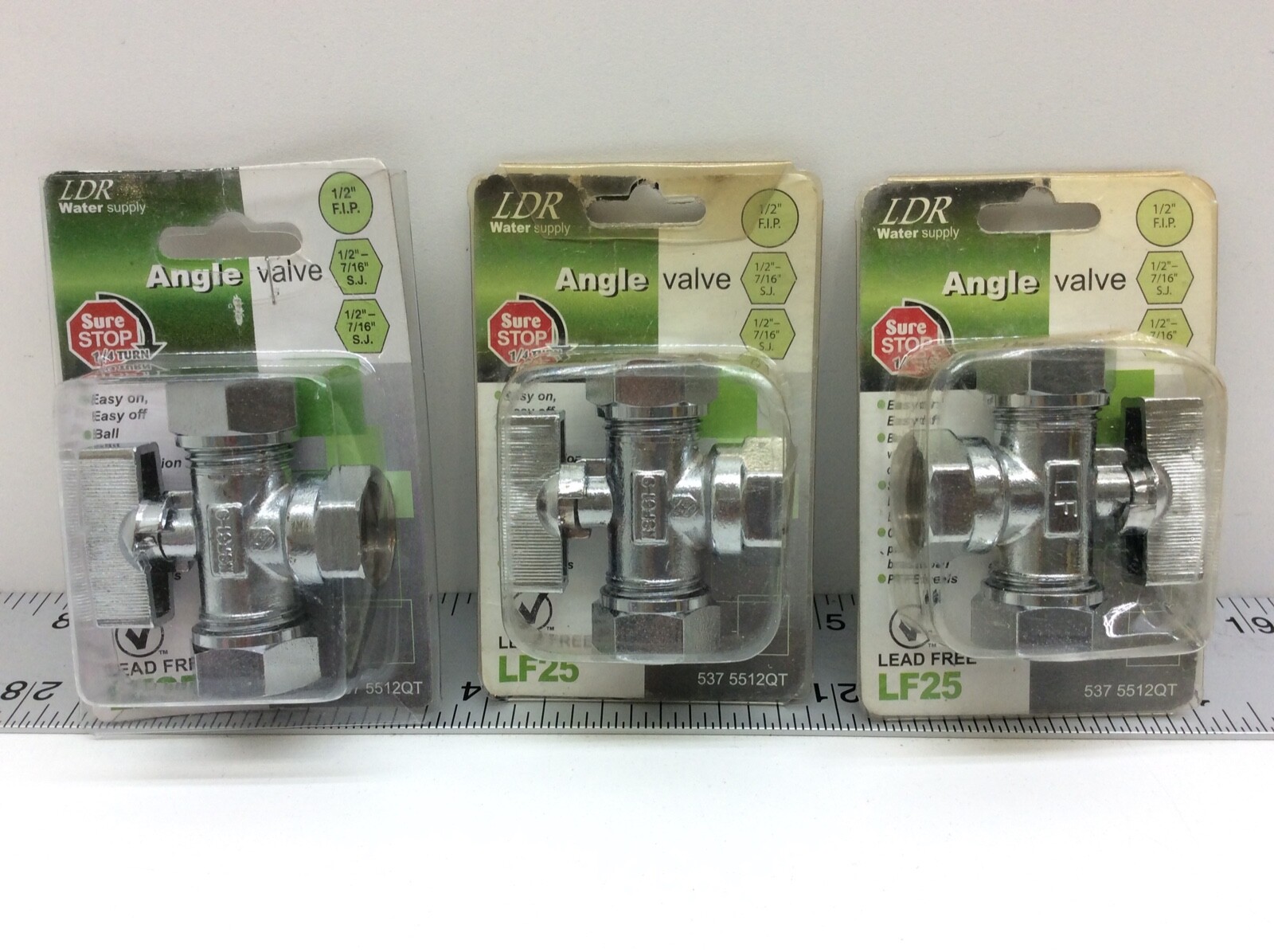 3 - LDR Water Supply 537 5512QT Angle Valve 1/2" F.I.P 1/2" - 7/16" S.J.