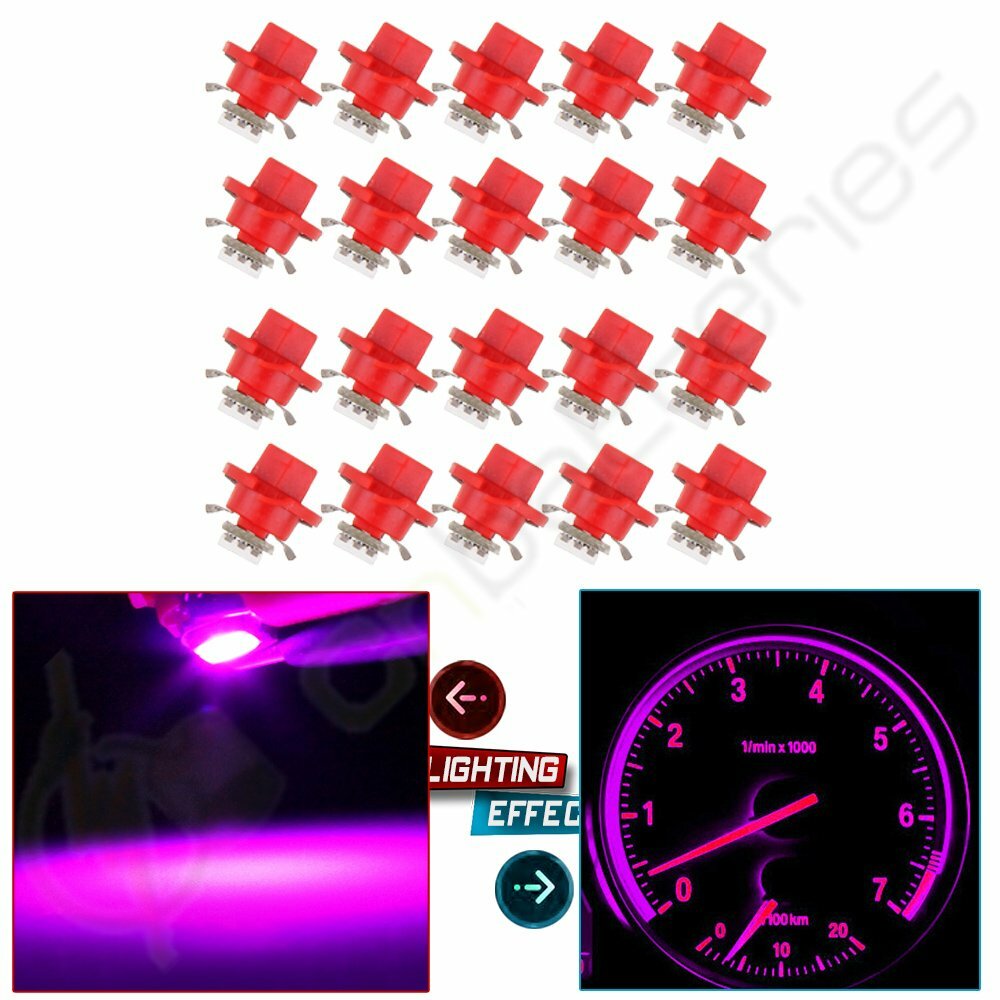 20Pcs Pink/Purple B8.4D 5050 LED Instrument Cluster Dash Indicator Light Bulbs