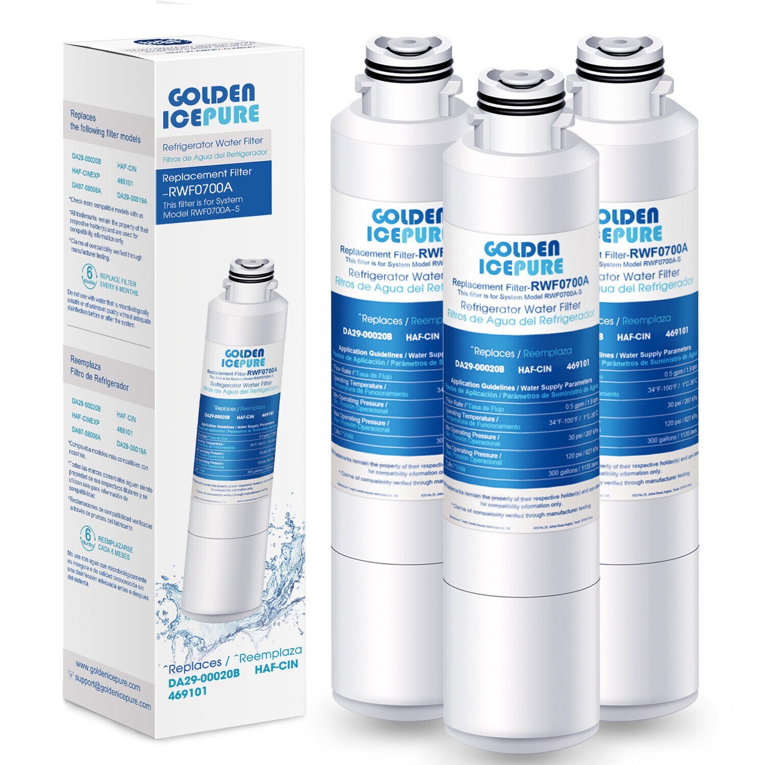 Fit For Samsung RF263TEAESR/AA RF263TEAEWW/AA RF265BEAESG/AA Water Filter 3 Pack
