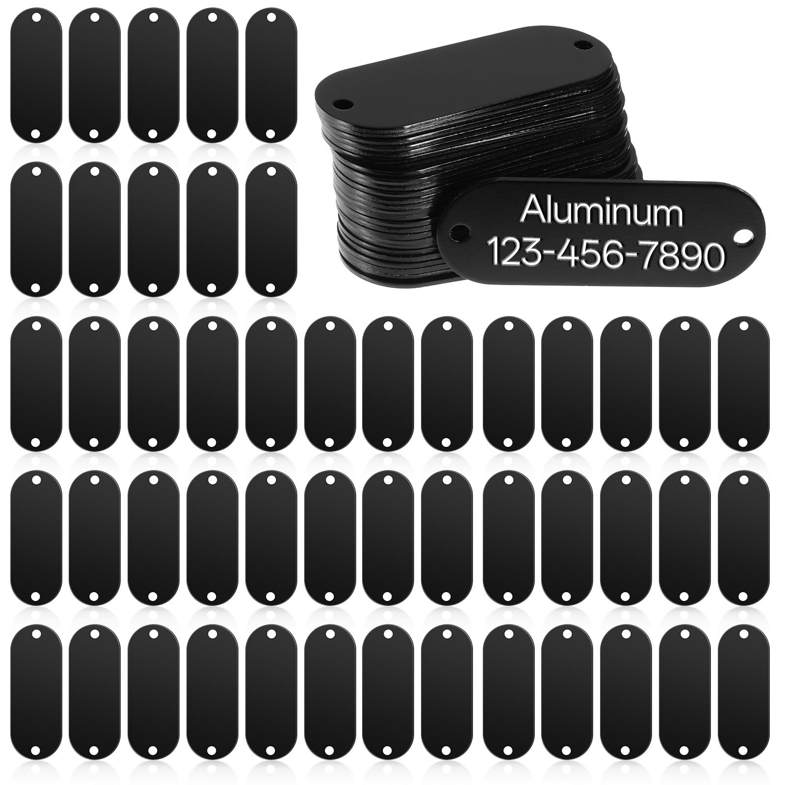 50 Pcs Aluminum Engraving Blanks, Anodized Metal Tags for Stamping & Black