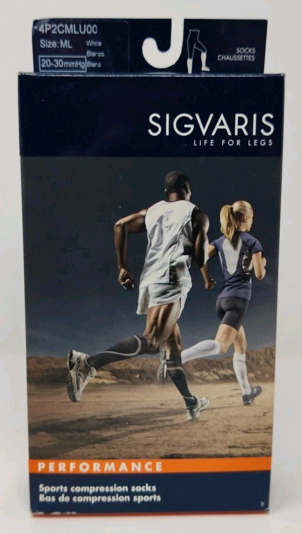 Sigvaris Performance Compression Socks 4P2CMLU00 White 20-30mmHg Size ML