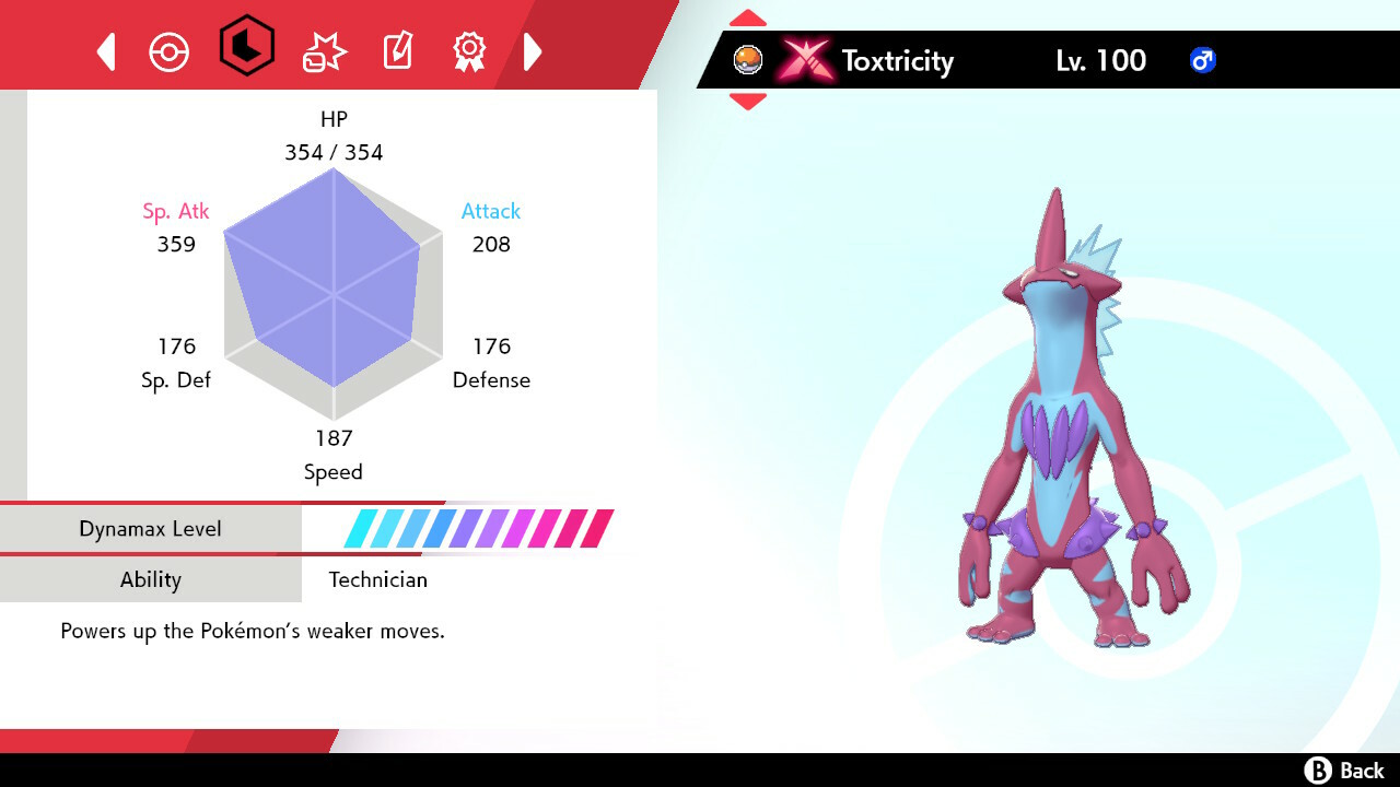 Pokemon Sword and Shield SWSH - Shiny 6IV Max EV Gigantamax Toxtricity Low Key