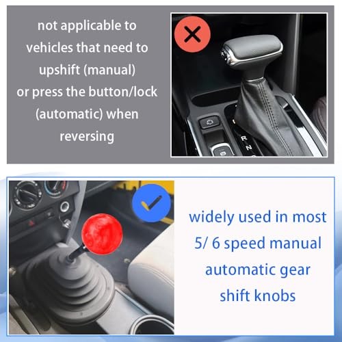 Round Ball Shift Knob Marble Style Universal Gear Shift Knob with 3 Red