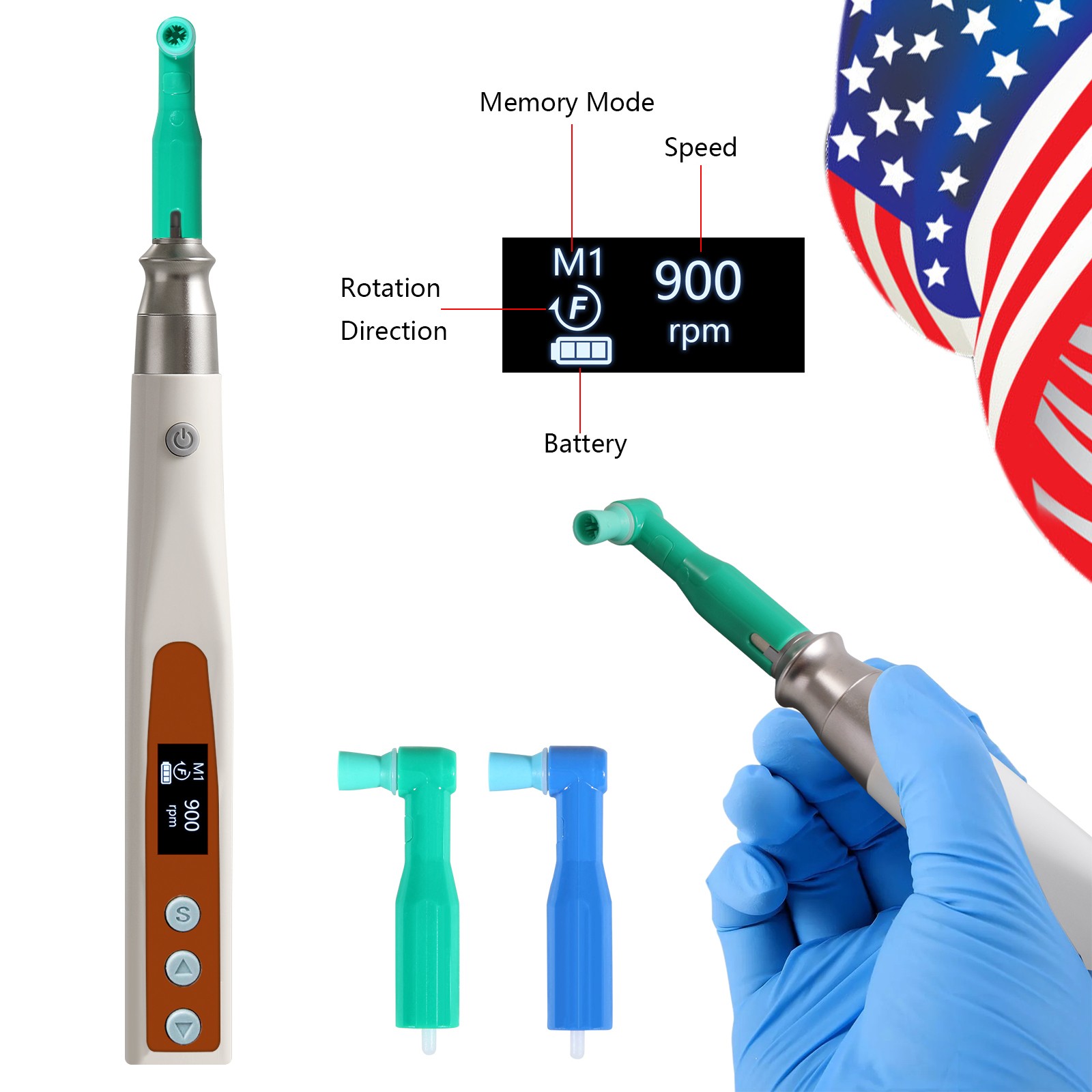 Dental Hygiene Prophy Handpiece 4Hole Wireless/ 105° disposable prophy angles
