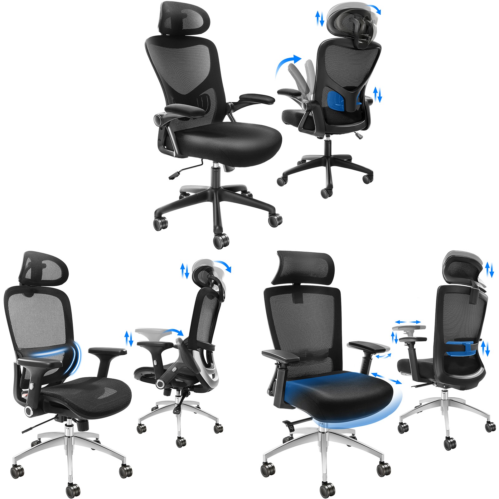 Uimoso Ergonomic Office Chair Mesh Office Chair Back Lumbar and Head Support
