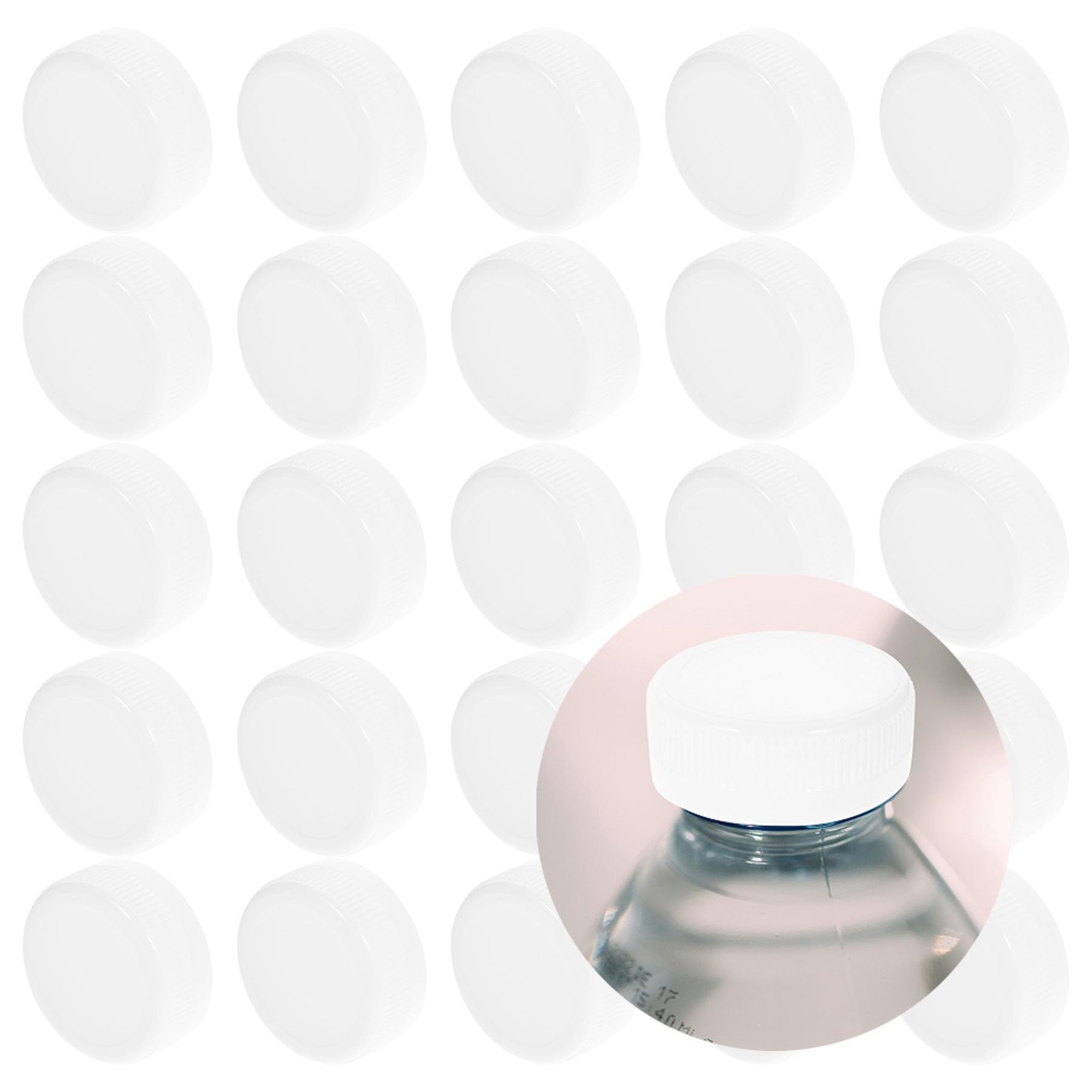 100Pack White Plastic Bottle Caps, 38mm (1.53") Lids, Leak-Screw-on Caps for ...