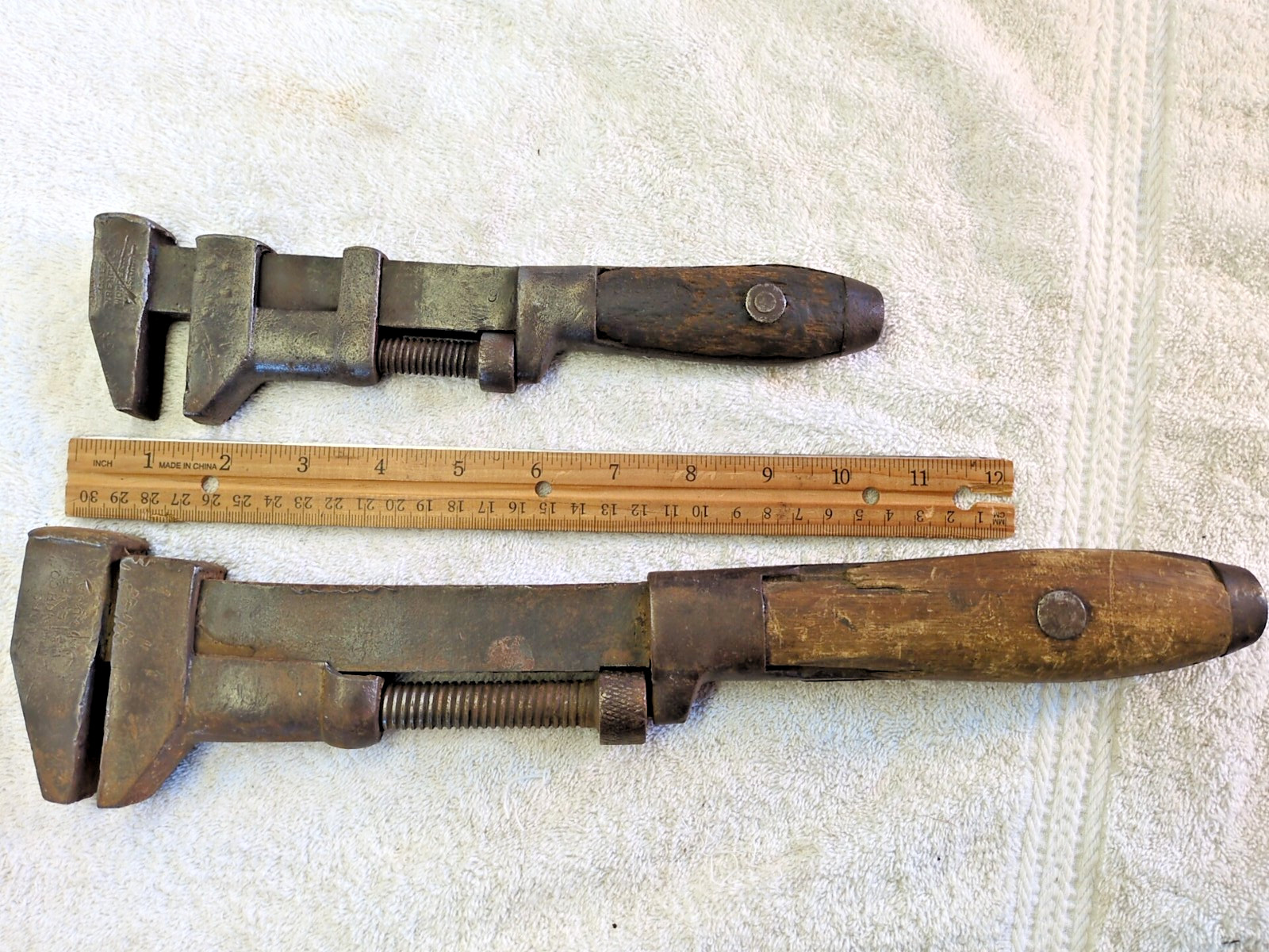 Vint. 15" / 10" Coes Wrench Co. Adjustable Monkey/ Pipe Wrenchs