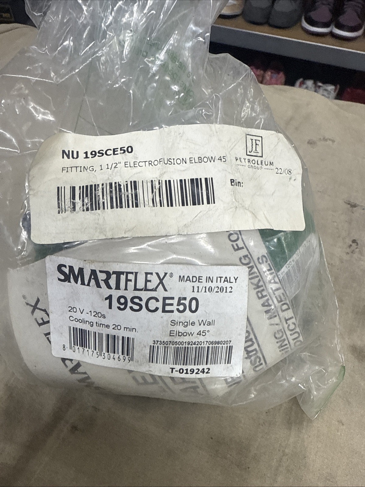 NUPI SMARTFLEX 1-1/2” 45deg Elbow Polyethylene 2”Outlet Green 19SCE50