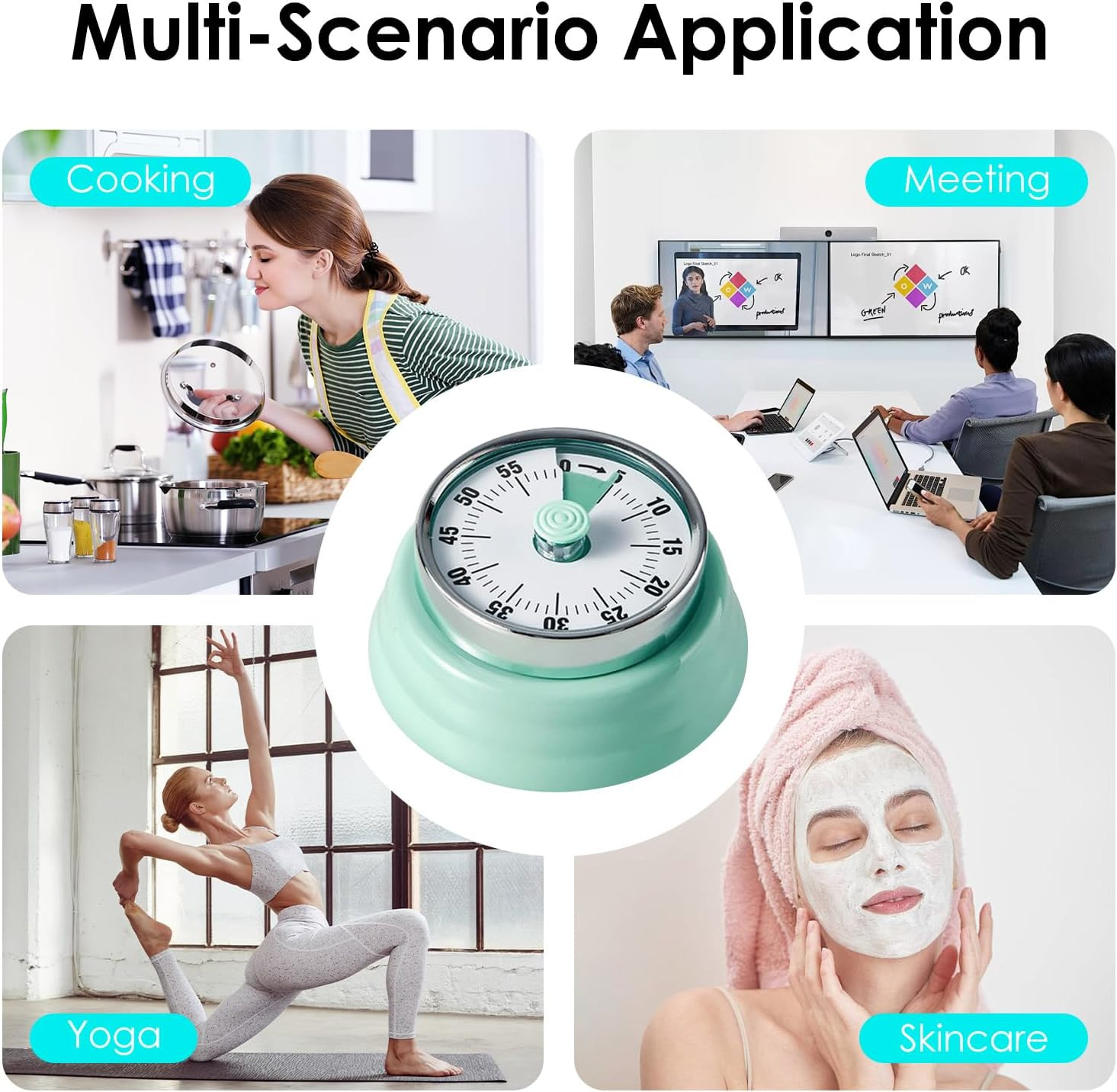 Visual Timer, Teeloray 60-Minute Countdown Timer, Kitchen Timer with Magnetic Ba