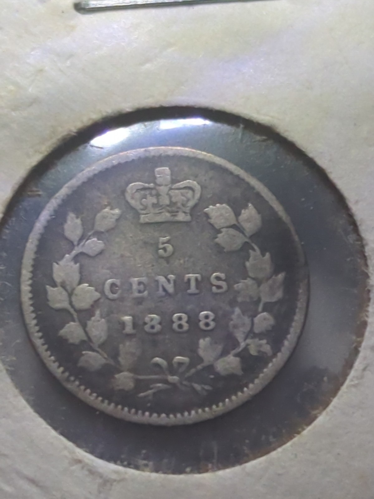1888 Canada SILVER Five Cents Nickel Coin. 5-Cents 5c- F12 -DD77