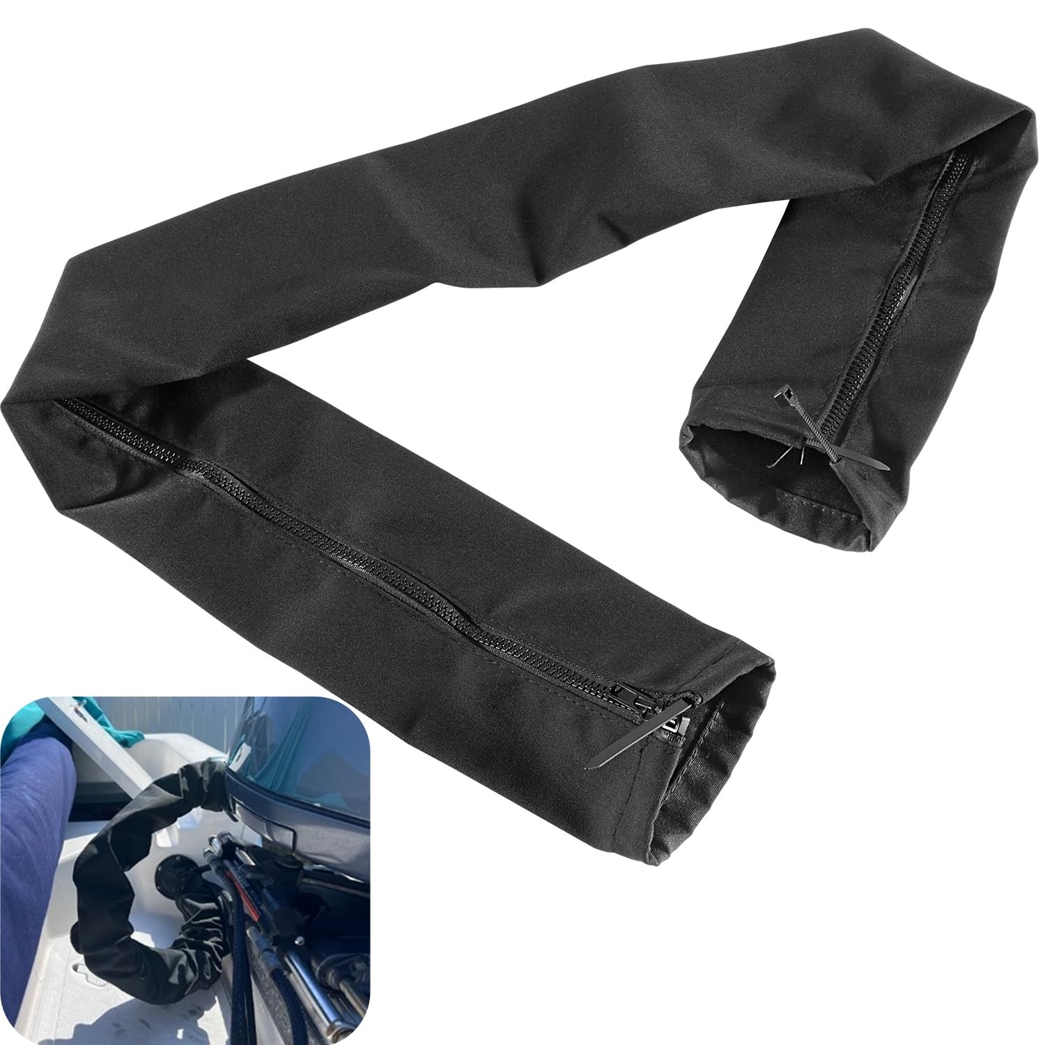 48" Long Black Zippered Rigging Sleeve ZRS-1-DP Casing Trolling Motor Cable