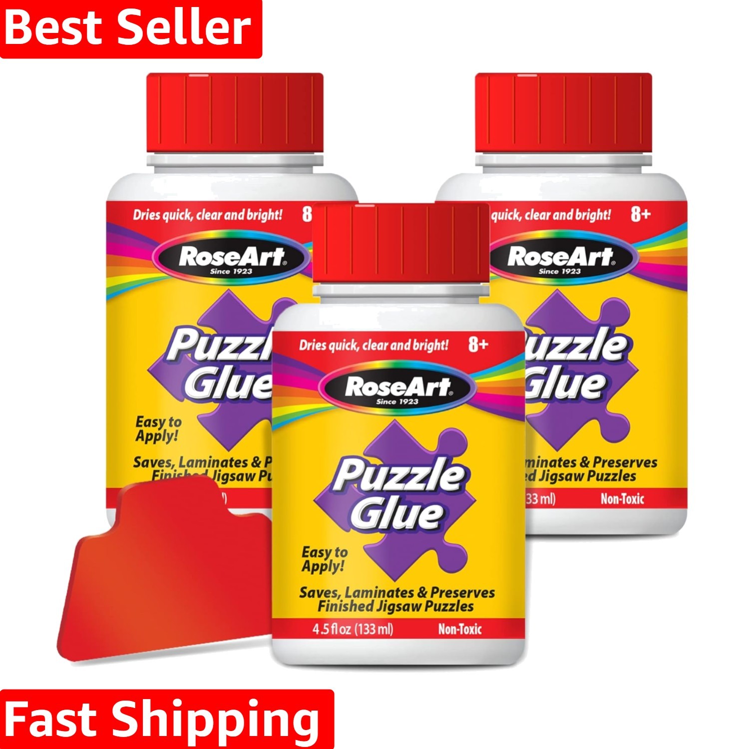 Preserve Puzzles Beautifully - 3-Pack of 4.5 oz. Clear Gel Glue with Applicator