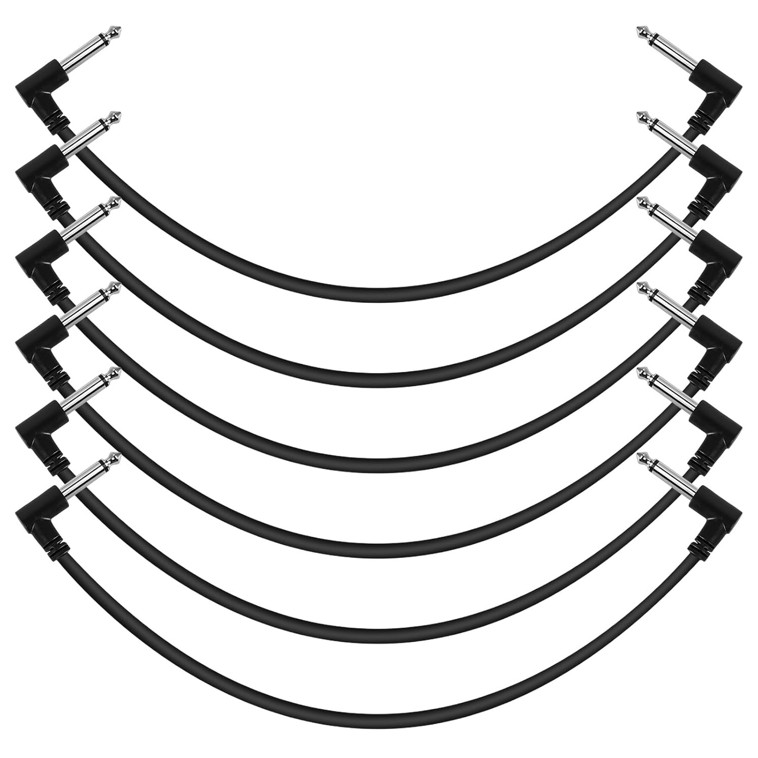 12 Inch Guitar Patch Cables 6 Pack, 1/4" Right Angle Guitar Effect Pedal Board P