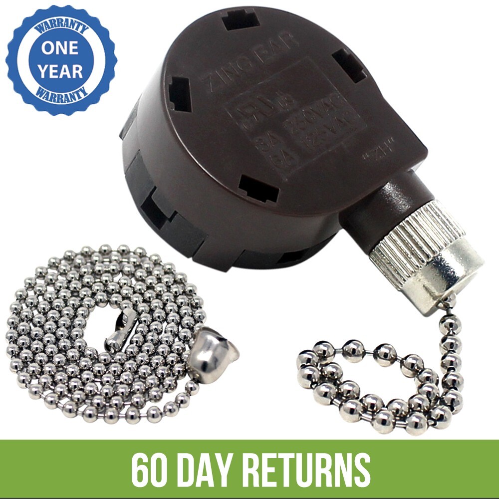 New Zing Ear ZE-268S5 4 Speed 5 Wire Ceiling Fan Pull Chain Switch Replacement