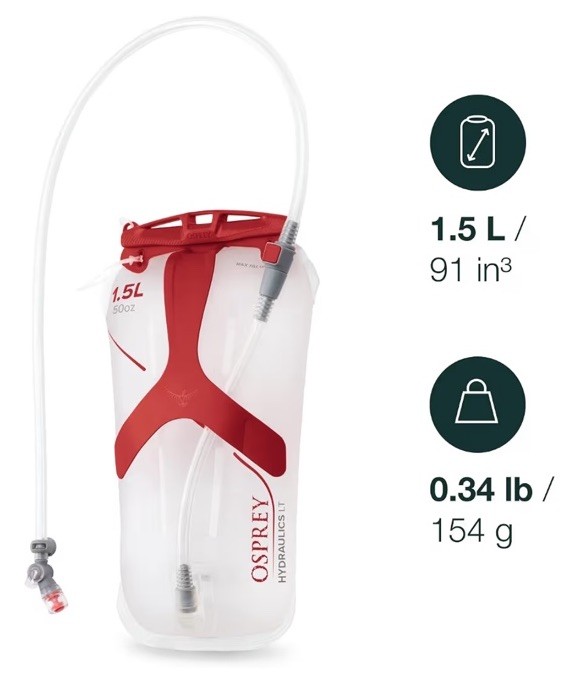 Osprey Hydraulics LT Backpack Water Reservoir with Bite Valve 1.5 L NWT