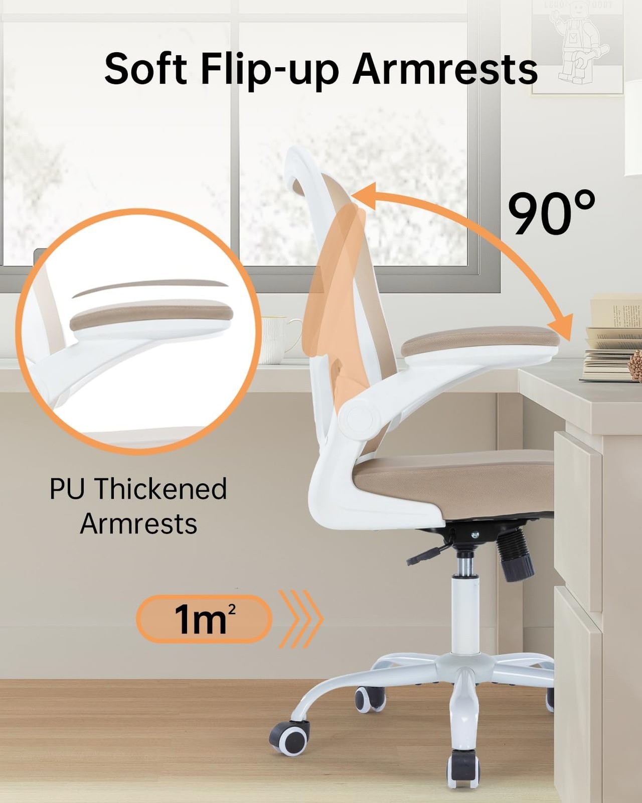 Ergonomic Office Chair,PU Leather Swivel Desk Chair with Lumbar Support,Adjus...