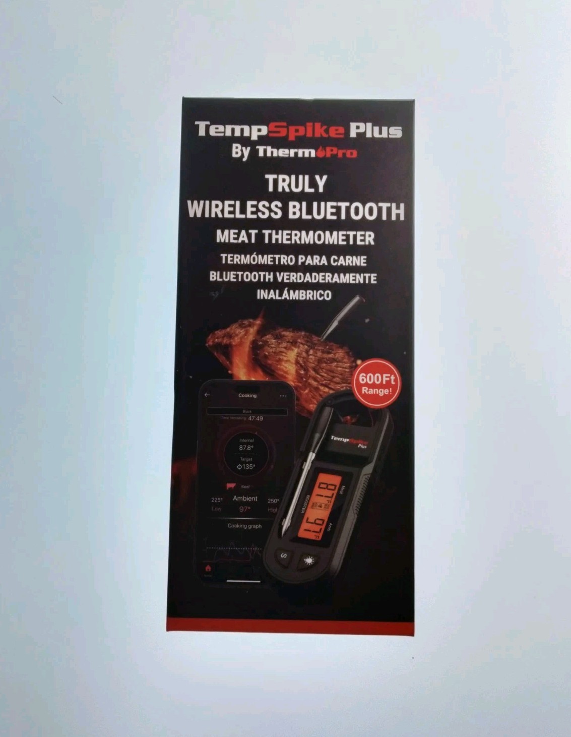 TempSpike Plus ThermoPro 600FT Bluetooth Wireless Meat Thermometer