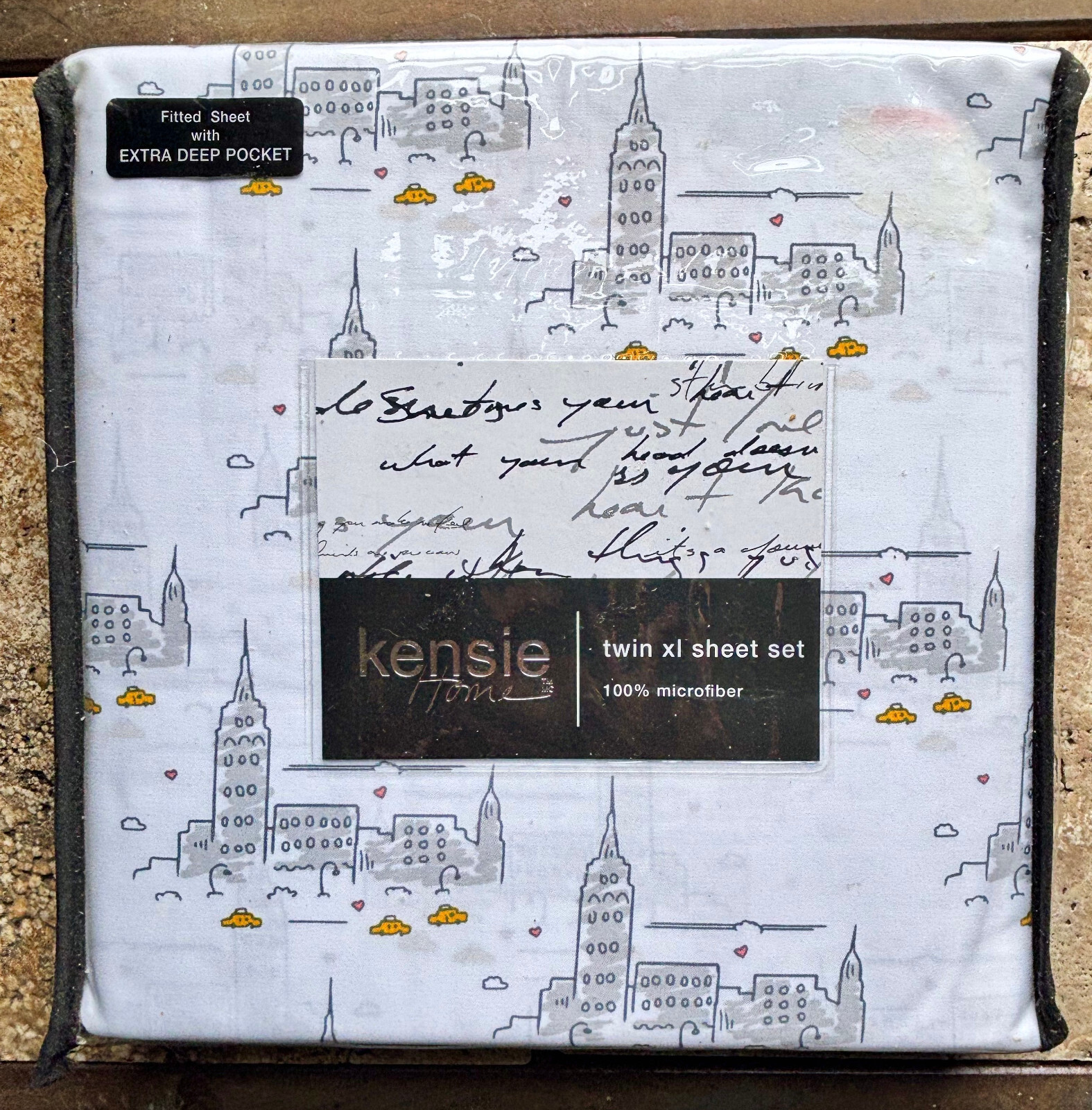 Kensie Home NYC Taxi Cab TWIN XL Sheet Set - New York City Skyline Cabs