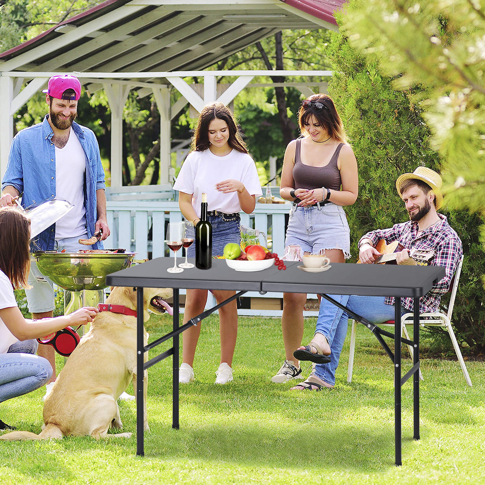 4 FT Folding Table Plastic Portable Tables for Dining Parties Card Wedding BBQ