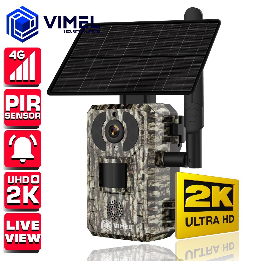 4G Solar Trail Camera LIVE VIEW Alarm Farm Home Battery SIM card UHD 2K