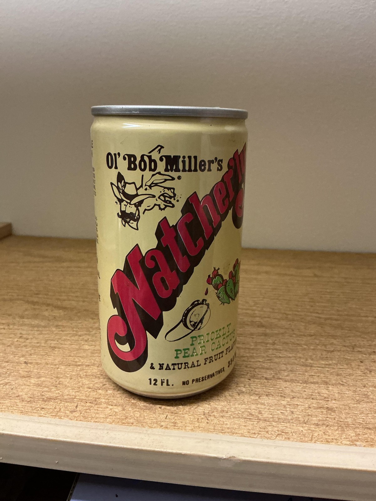 Vintage Natcher'ly Prickly Pear Cactus Soda Can 12oz Yellow USA Pop Collectible