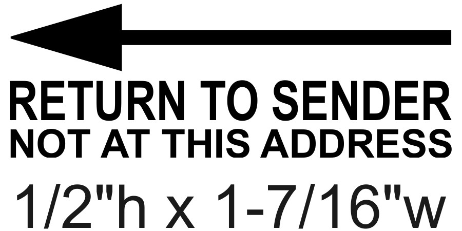 RETURN TO SENDER text on IDEAL 4911 Self-inking Rubber Stamp with BLACK INK