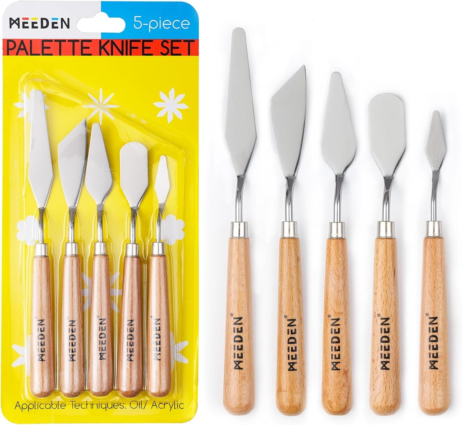 MEN Palette Knife Set: Stainl Steel Painting Knives with Wood Handle