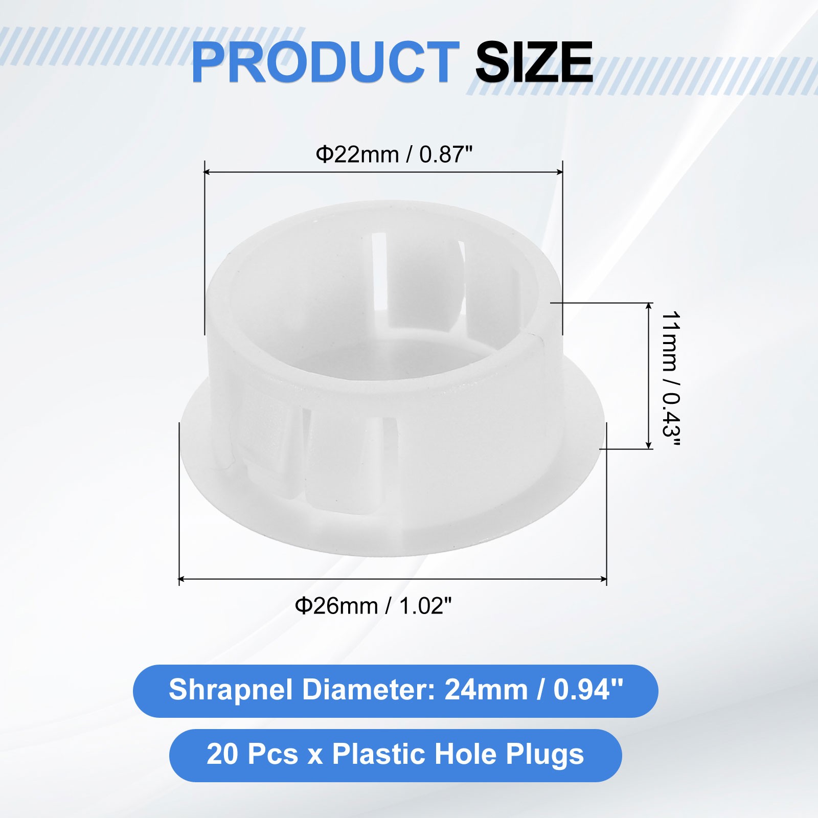 20Pcs Plastic Hole Plugs, 22mm(7/8") Round Flush Type Panel Plugs, White