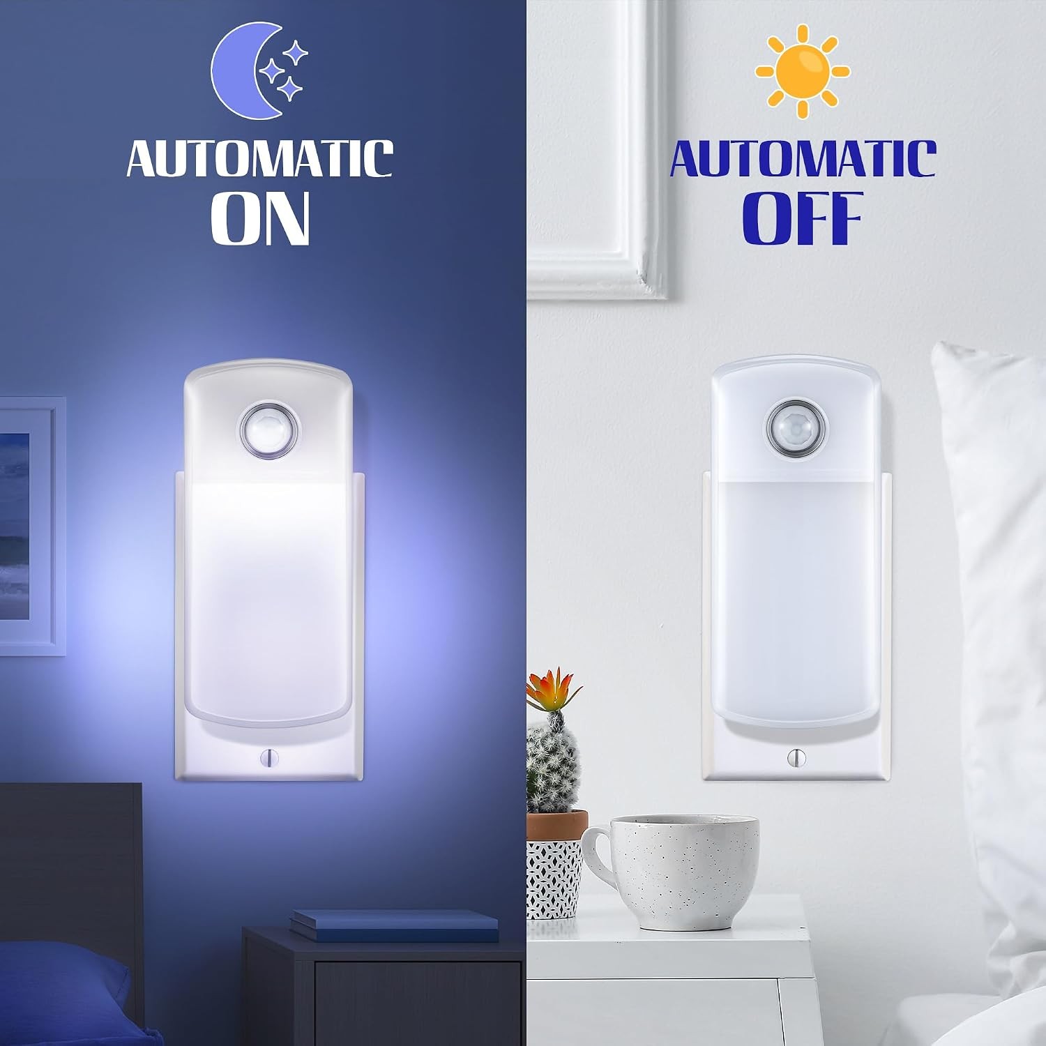 5-in-1 Rechargeable LED Night Lights with Motion Sensor - 3 Pack
