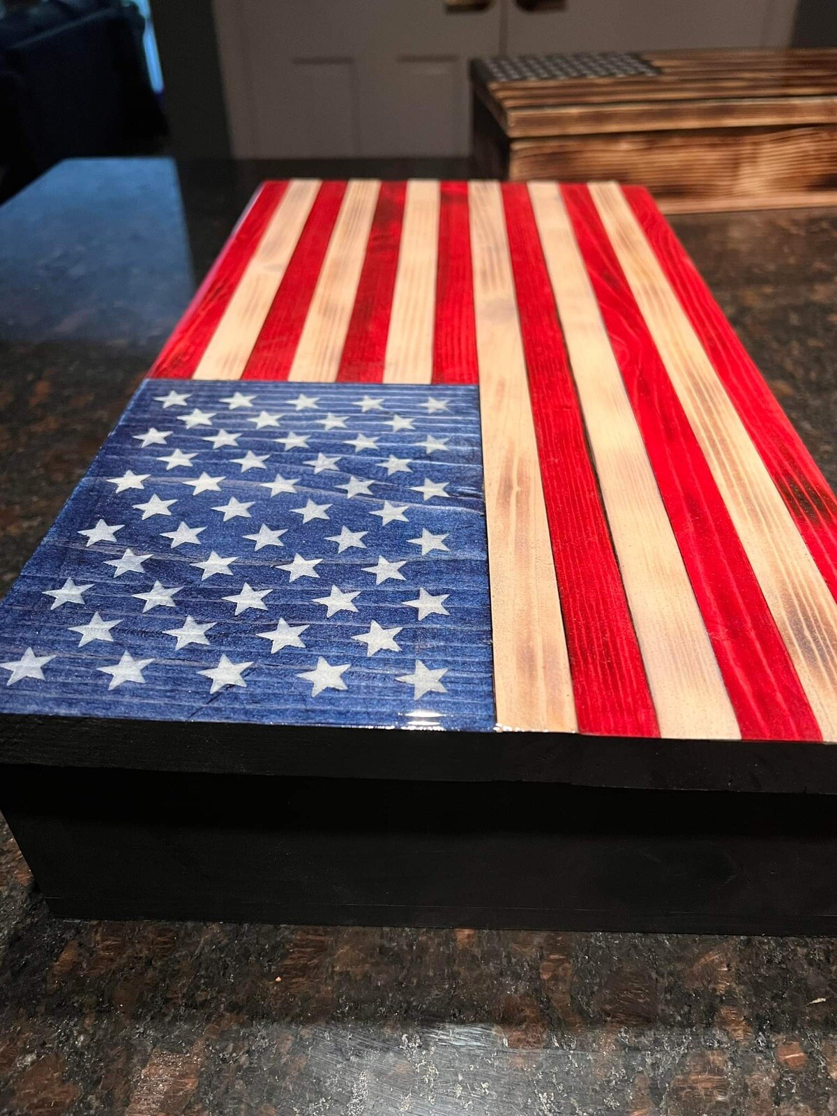 Gun Concealment Cabinet Safe Hidden Storage Furniture Dark Rustic American Flag