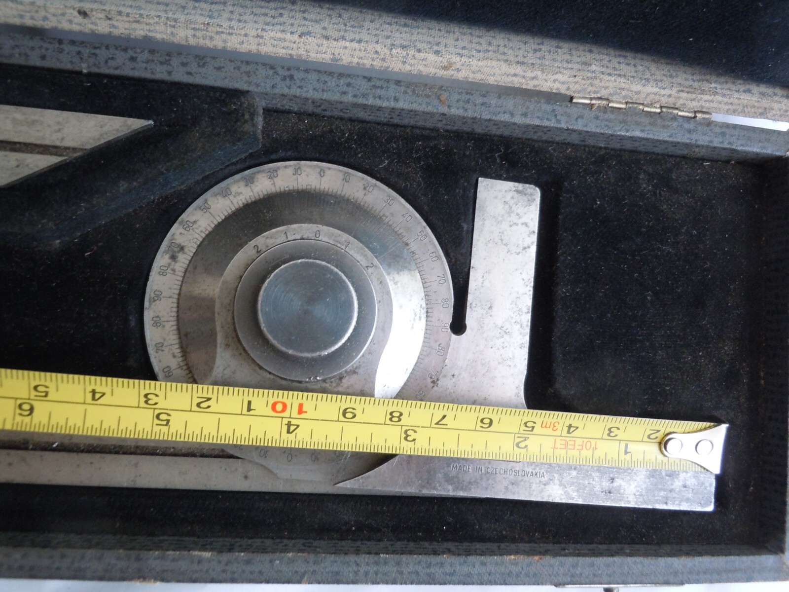 SOMET Precision Bevel Protractor 8" / 11-3/4" w/ Case Made in Czechoslovakia