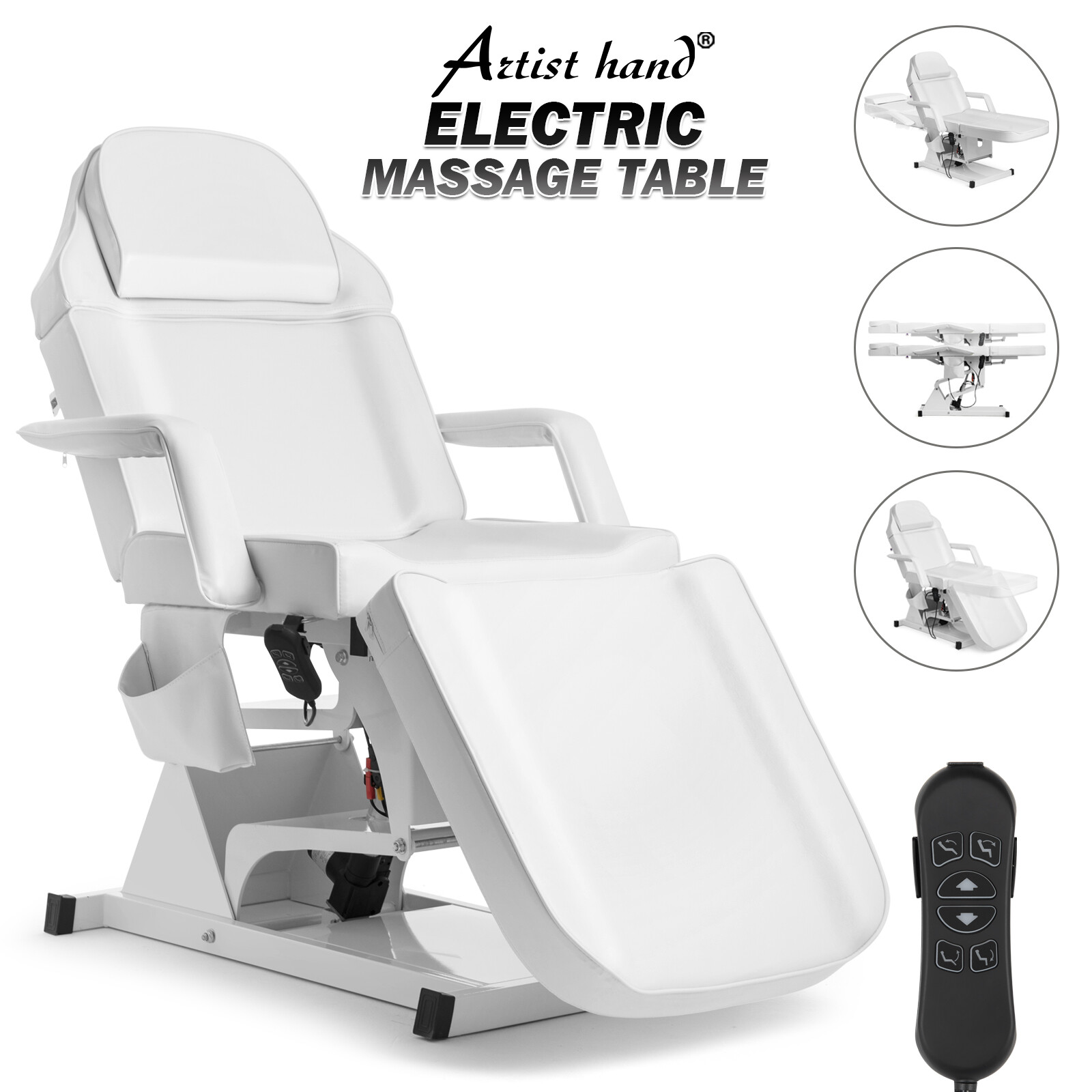 White Electric 3-Motor Massage Facial Table Beauty Bed HeavyDuty Salon Equipment