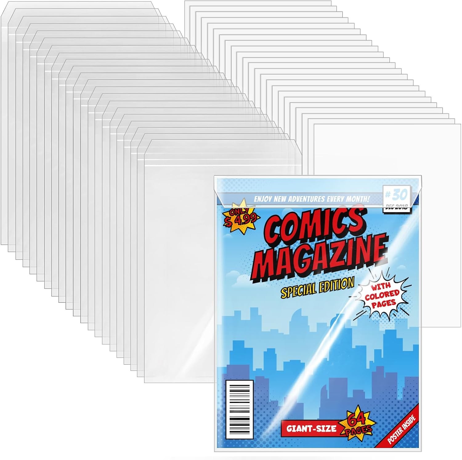 25 Sets Current Size Comic Book Bags & Boards Reusable Transparent Comic Book
