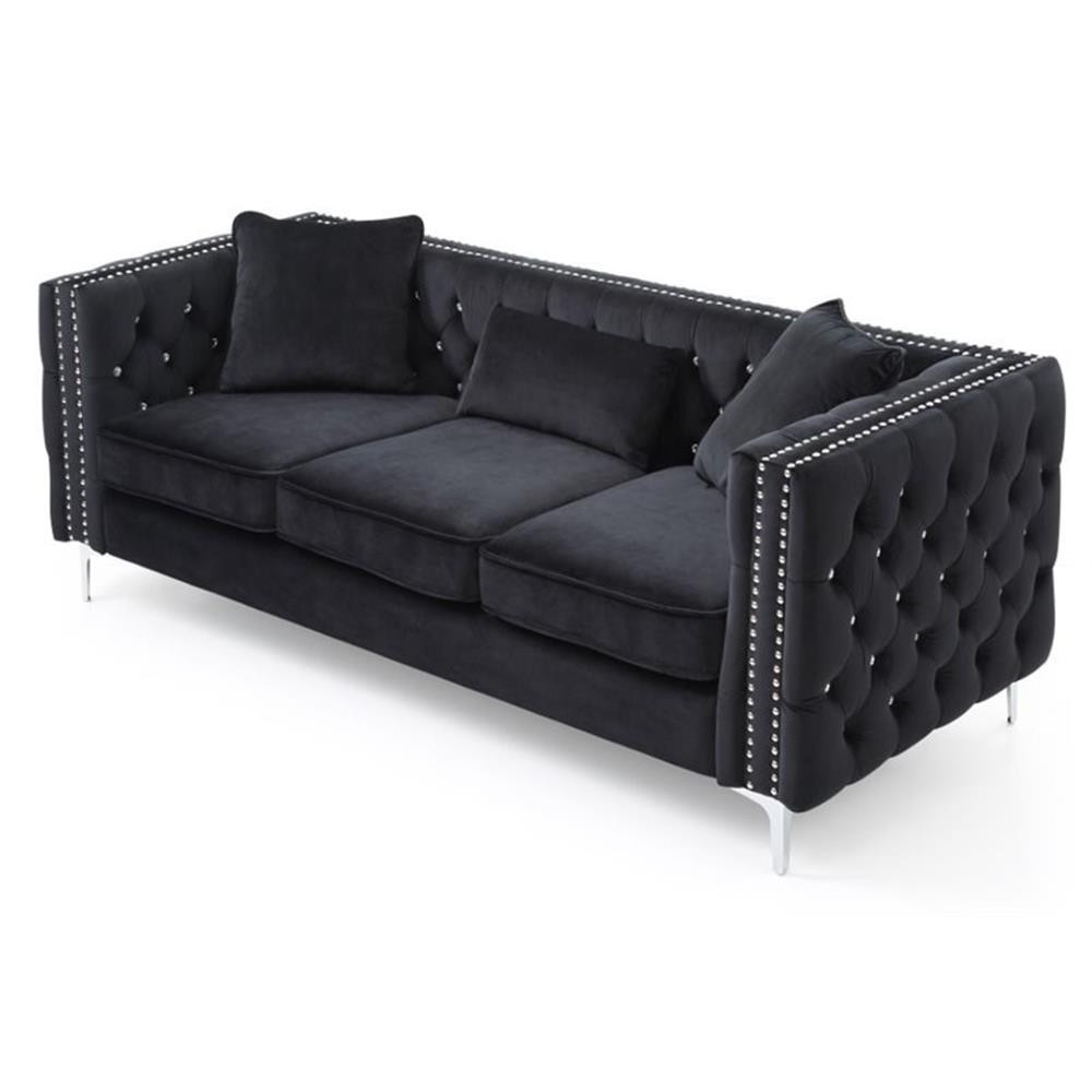 Glory Furniture Paige Velvet Sofa in Black