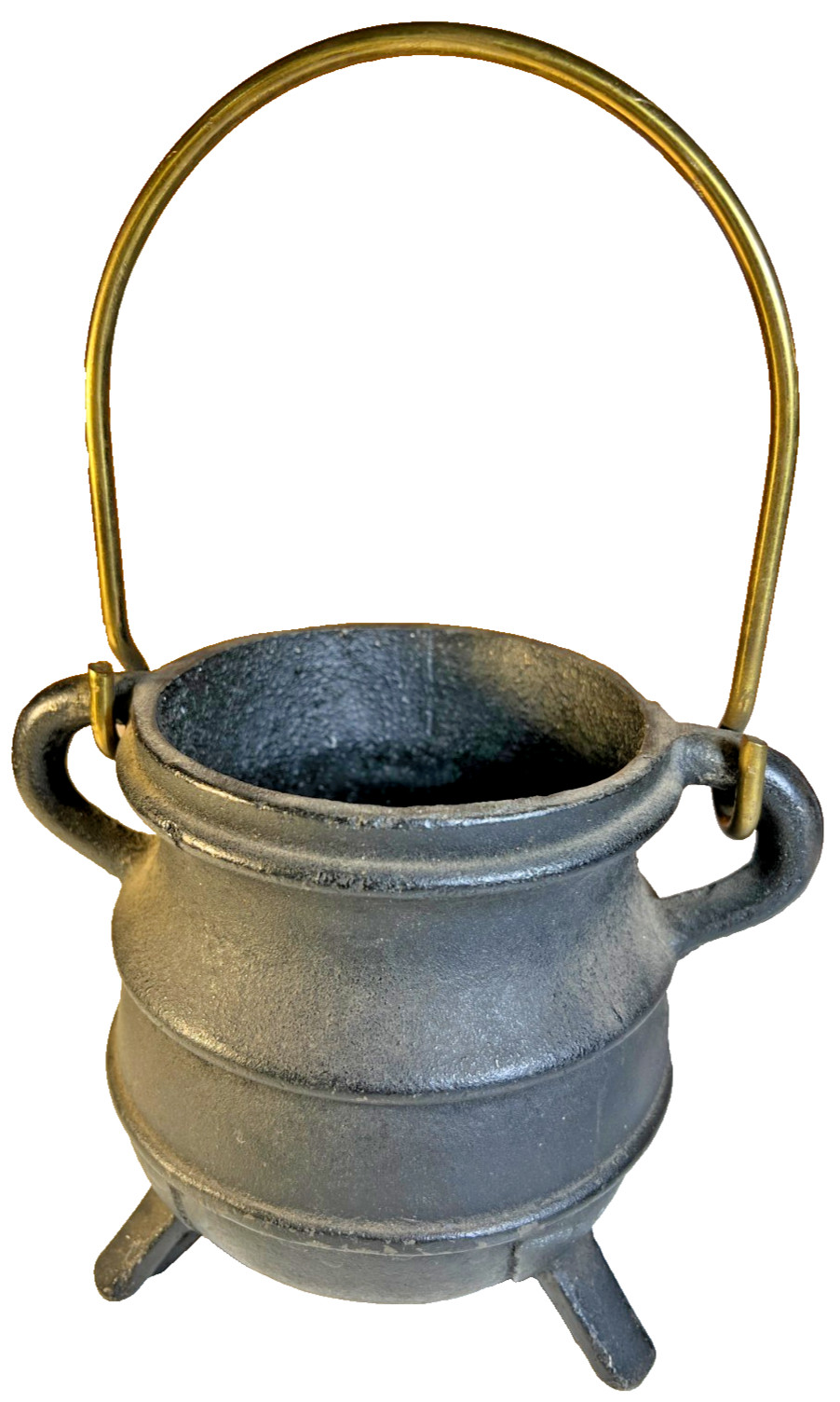 Antique Steel Witch’s Cauldron Pot Brass Handle Gothic Occult  Altar Alchemist