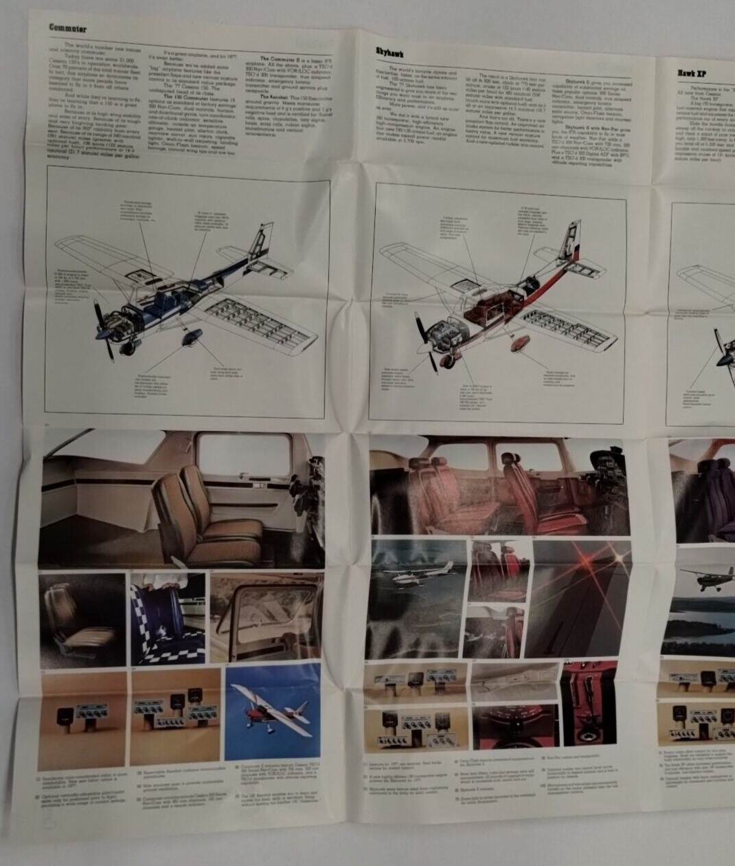 2-Cessna 1977 Commuter, Skyhawk/100, Hawk XP & Cardinal Brochures-Original