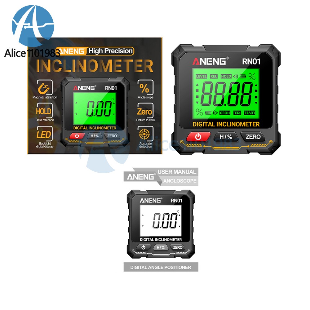 ANENG Magnetic Digital Level Box LCD Angle Finder Protractor Inclinometer Gauge