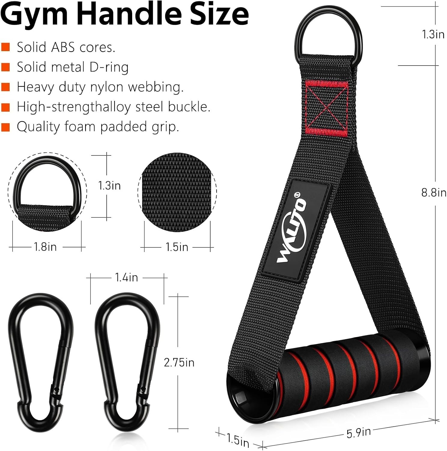 Gym Exercise Handles, Replacement Handle Attachments for Cable Machine Pulleys