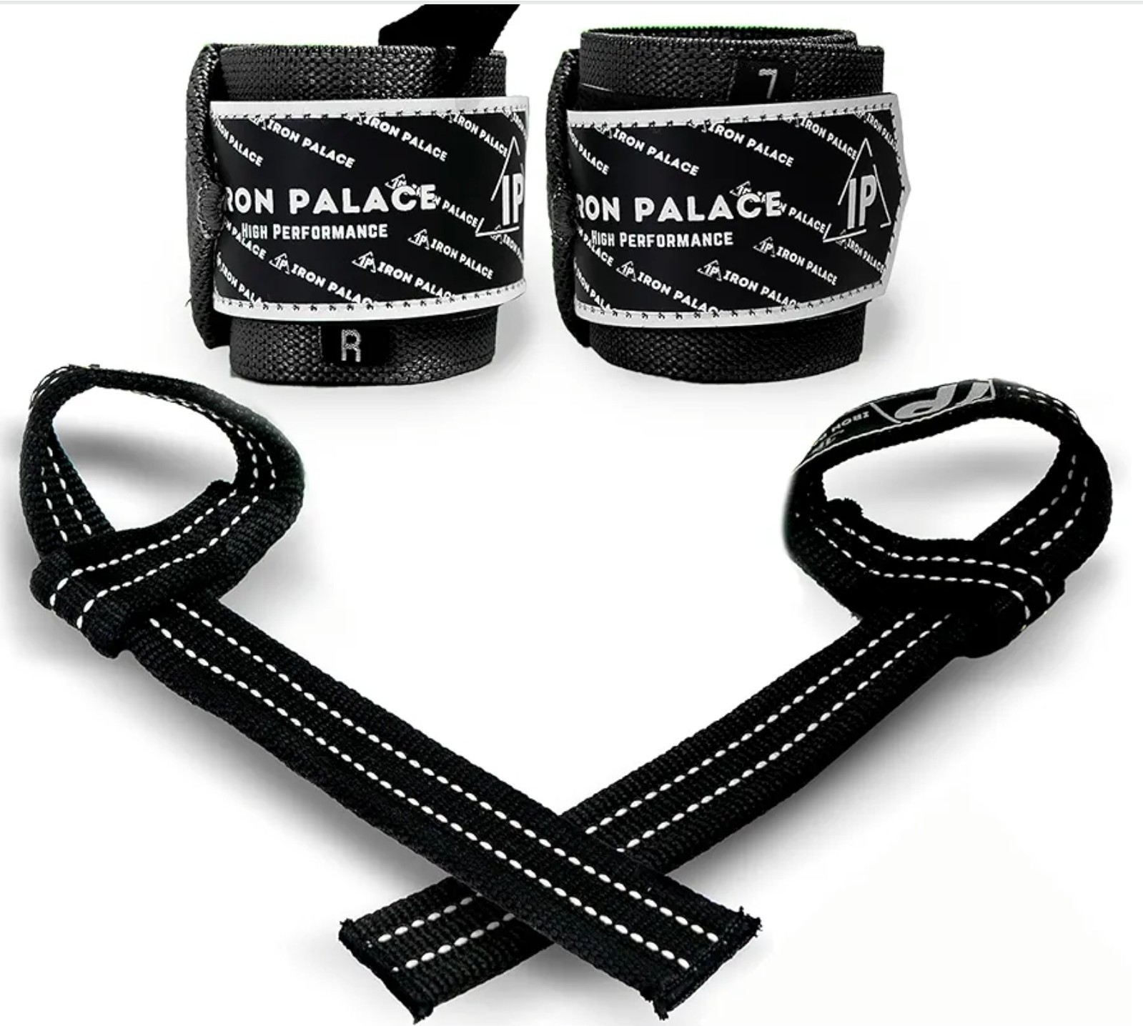 IRON PALACE Knee Wraps + Wrist Wraps + Weight Lifting Straps Bundle