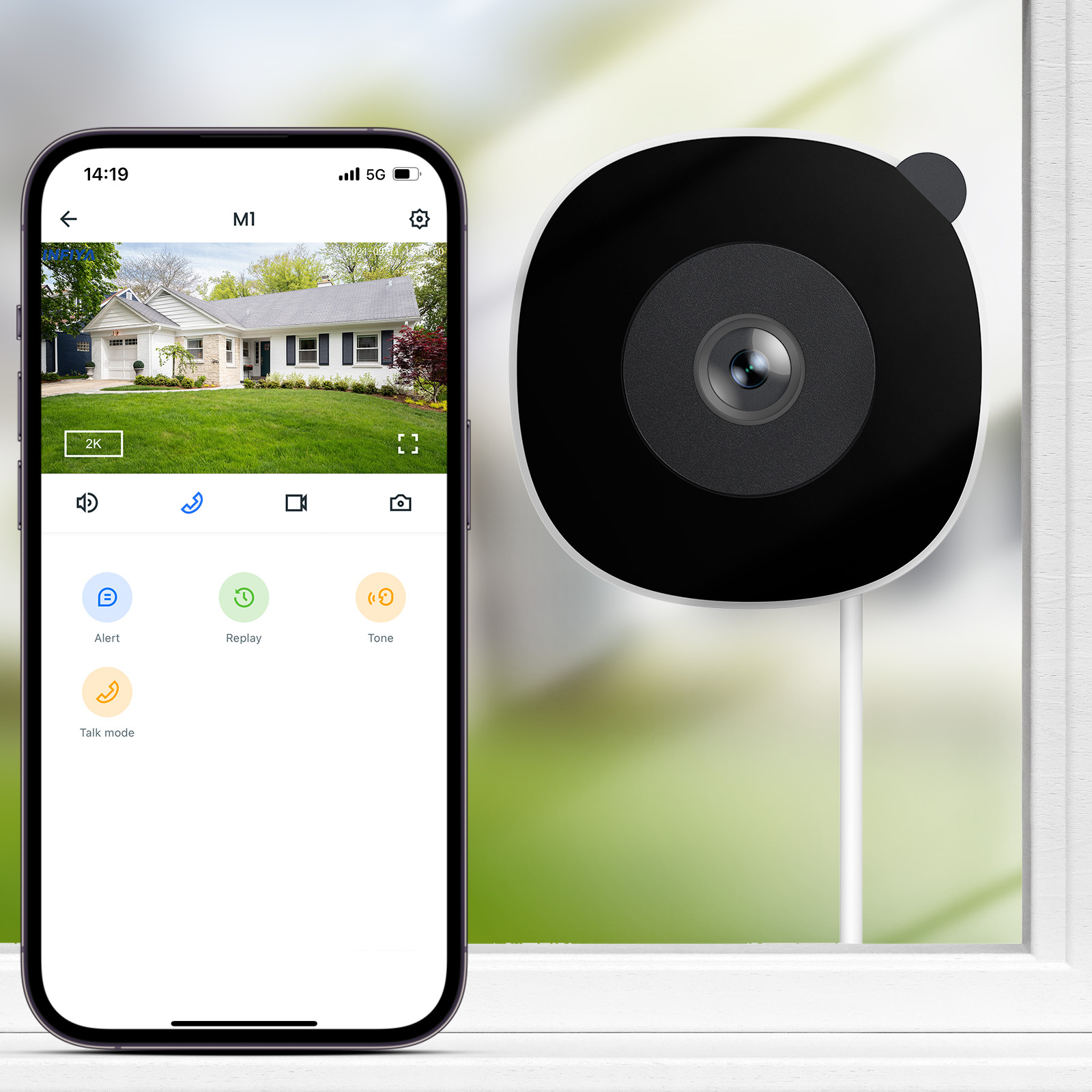 Wansview 2K Window Camera Wifi Indoor Security Cameras 2-Way Audio Ai Detection